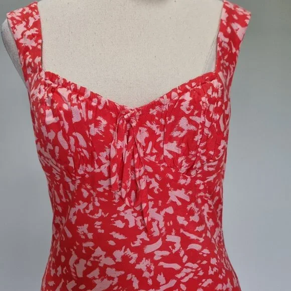 Kookai Rio Pink Sleeveless Abstract Print Drawstring Mini Dress Size 36 - Picture 6 of 8